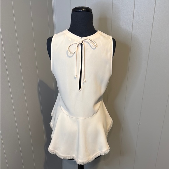 E Elizabeth and James Women’s Cream Peplum Frayed Tank Top - Picture 4 of 6